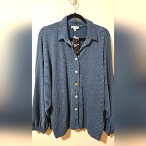 NWT Boutique Ribbed L/S Blouse